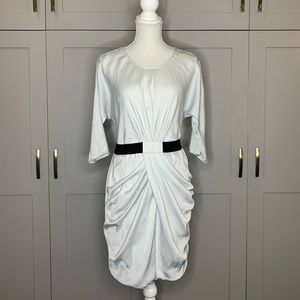 Pale Blue Sheath Dress with Pleats